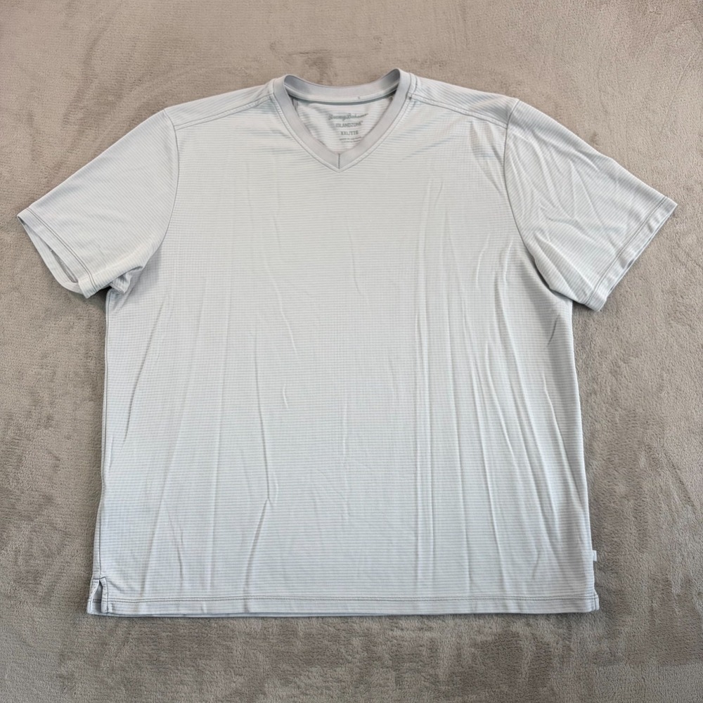Tommy Bahama Coastal Crest IslandZone V-Neck Shirt in Grey Men 2XL SS $80